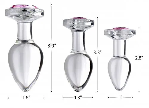 Anal | Booty Sparks Pink Gem Glass Anal Plug Set - XR Brands