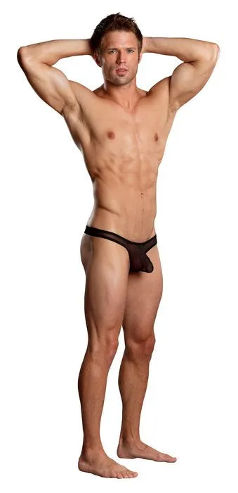 Anal | Euro Male Mesh Thong Black S-m - Male Power Lingerie