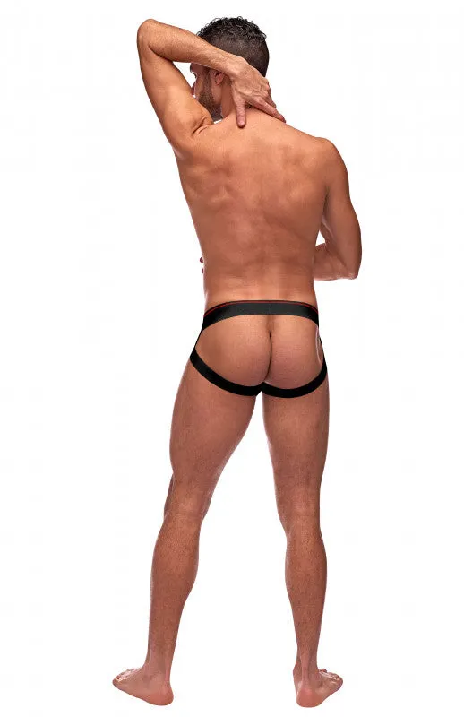 Anal | Male Power Retro Sport Panel Jock - S/ M - Black/ Red