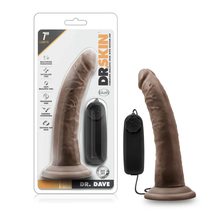 Blush Novelties Female Sex Toys Dr Skin Dr Dave 7 Inch Vibrating With Suction Cup Chocolate Blush Novelties Female Sex Toys Dr Skin Dr Dave 7 Inch Vibrating With Suction Cup Chocolate