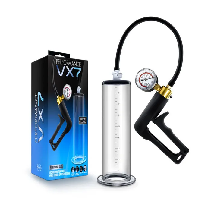 Blush Novelties Male Sex Toys Performance Vx7 Vacuum Penis Pump With Brass Trigger Pressure Gauge Clear Blush Novelties Male Sex Toys Performance Vx7 Vacuum Penis Pump With Brass Trigger Pressure Gauge Clear