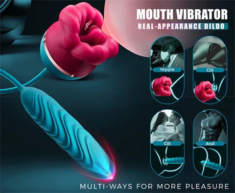 BOBOTONGUE Pro - 3 in 1 Big Mouth Big Enjoy Gypsy Rose Toy Tongue Shaped Licking Suction Stimulator | GAWK3000 Female Sex Toys