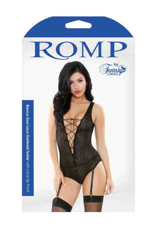 Female Sex Toys Sale Romp Bianca Geo Lace Gartered Teddy Mediumlarge