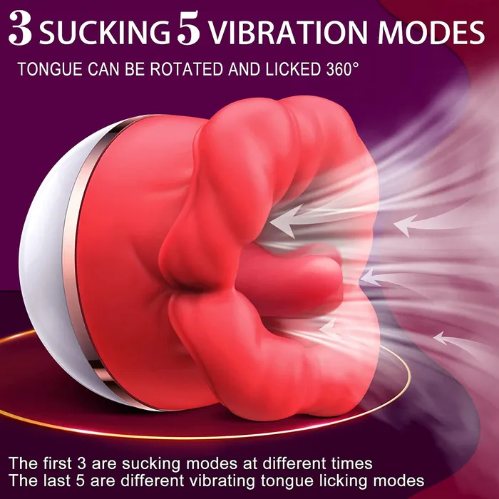 GAWK3000 Female Sex Toys | BOBOTONGUE - Big Mouth Big Enjoy Tongue Shaped Licking Suction Stimulator