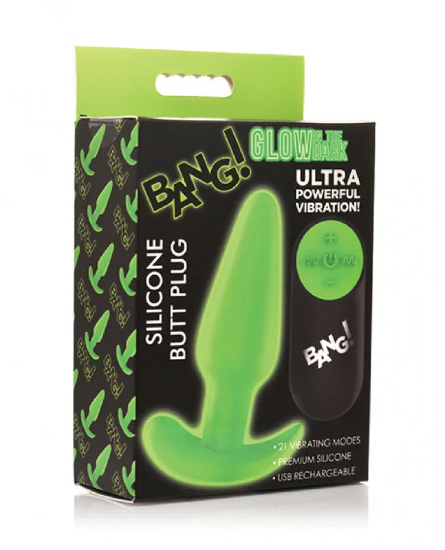 Glow in the Dark Butt Plug With Remote Green XR Brands Bang Male Sex Toys