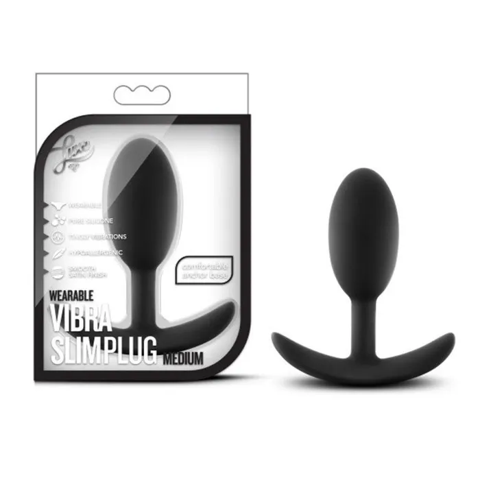 Luxe Wearable Vibra Slim Plug Medium Black Blush Novelties Anal