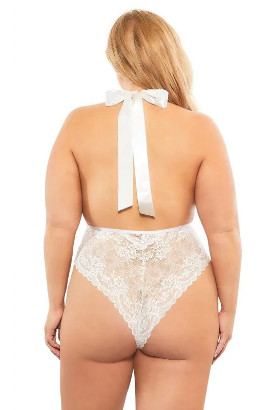 Male Sex Toys | Oh Lá Lá Chéri Mesh Plunge Halter Teddy - Queen Size - White Male Sex Toys | Oh Lá Lá Chéri Mesh Plunge Halter Teddy - Queen Size - White