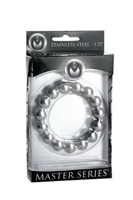 Master Series Stainless Steel Beaded Cock Ring 1.75in | XR Brands Male Sex Toys