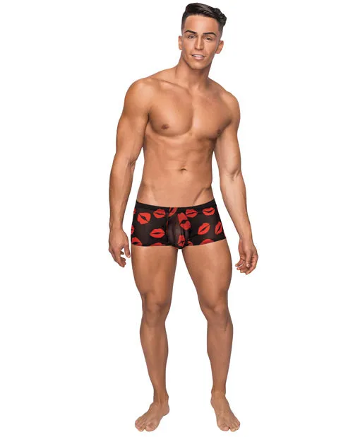 Mini Short Sheer Lips Black Small Male Power Lingerie Anal