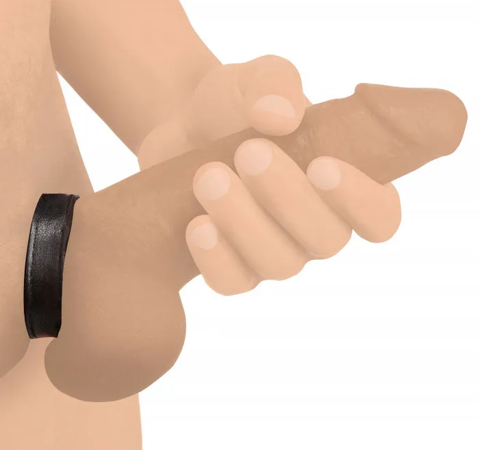 Restraints | XR Brands Strict Leather and Velcro Ring - Black