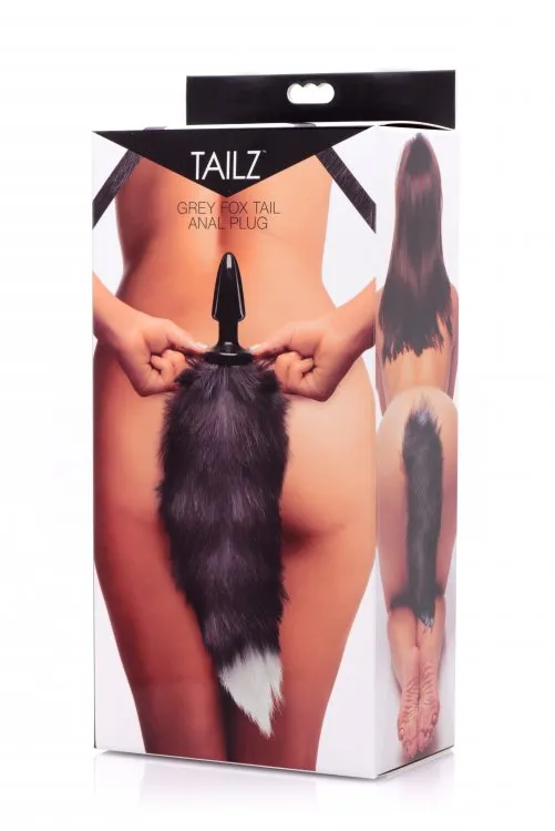 Tailz Grey Fox Tail Anal Plug | XR Brands Male Sex Toys