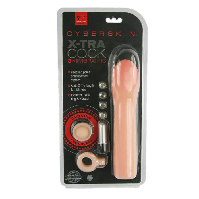 Tlc Cyberskin 3in1 Vibrating XTra Cock Topco Female Sex Toys