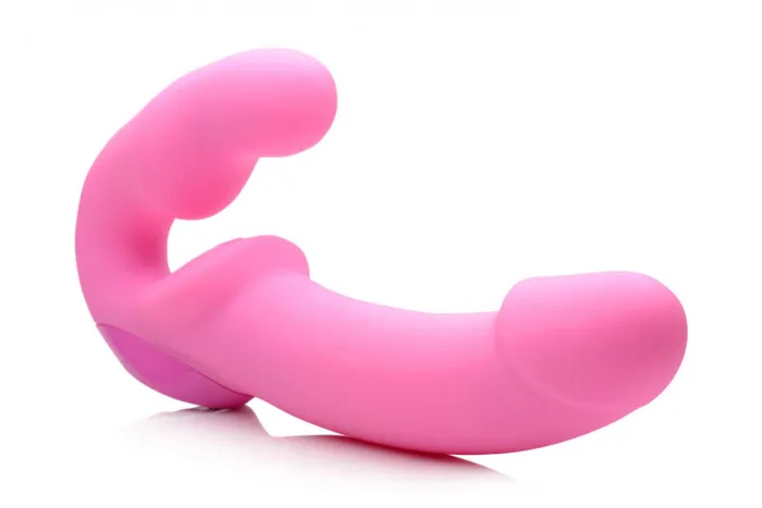 Urge Silicone Strapless Strap on With Remote - Pink | XR Brands Zeus Electrosex Female Sex Toys Urge Silicone Strapless Strap on With Remote - Pink | XR Brands Zeus Electrosex Female Sex Toys
