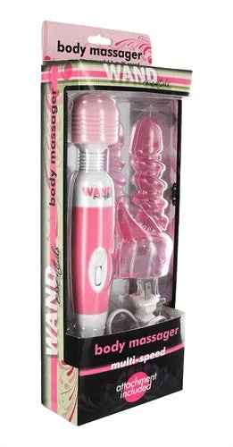 Variable Speed Wand With Attachment Pink XR Brands Wand Essentials Vibrators