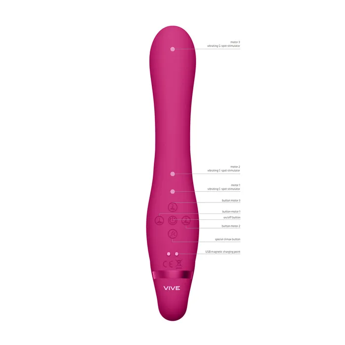 Vive Suki Triple Action Strapless Strap On Vibrator Pink | Shots Toys Vibrators