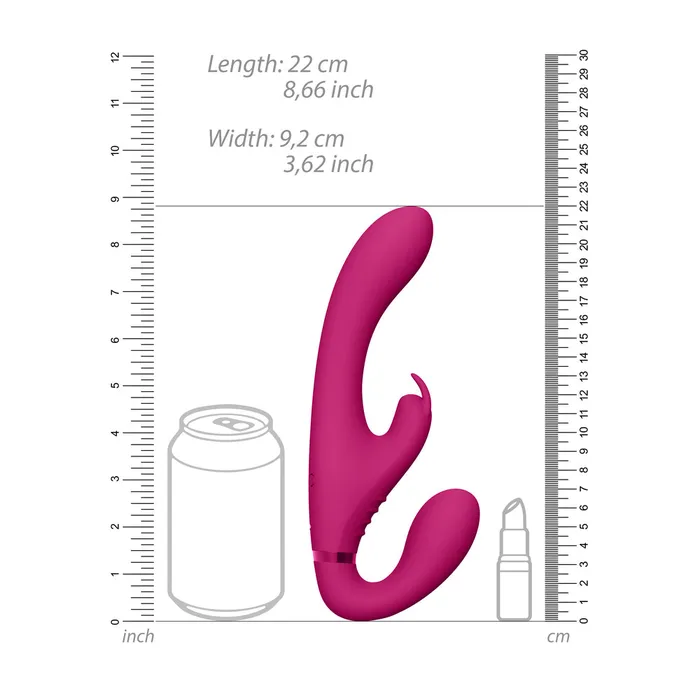Vive Suki Triple Action Strapless Strap On Vibrator Pink | Shots Toys Vibrators