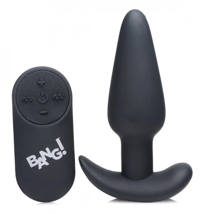 XR Brands Bang 21x Silicone Butt Plug With Remote - Black | Anal XR Brands Bang 21x Silicone Butt Plug With Remote - Black | Anal