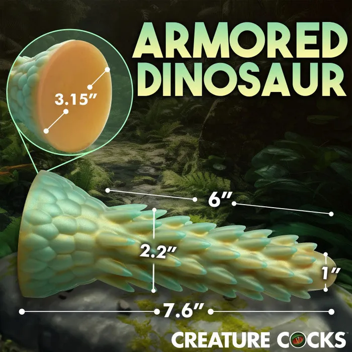 XR Brands Creature Cocks Female Sex Toys | Stegosaurus Spiky Reptile Silicone - Green XR Brands Creature Cocks Female Sex Toys | Stegosaurus Spiky Reptile Silicone - Green