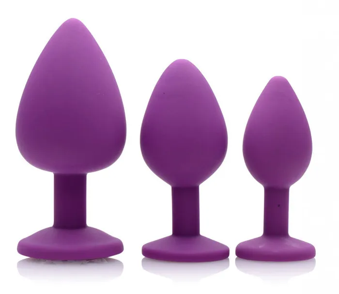 XR Brands Frisky Purple Pleasure 3 Piece Silicone Anal Plugs With Gems | Male Sex Toys XR Brands Frisky Purple Pleasure 3 Piece Silicone Anal Plugs With Gems | Male Sex Toys