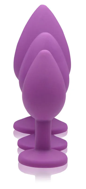 XR Brands Frisky Purple Pleasure 3 Piece Silicone Anal Plugs With Gems | Male Sex Toys XR Brands Frisky Purple Pleasure 3 Piece Silicone Anal Plugs With Gems | Male Sex Toys