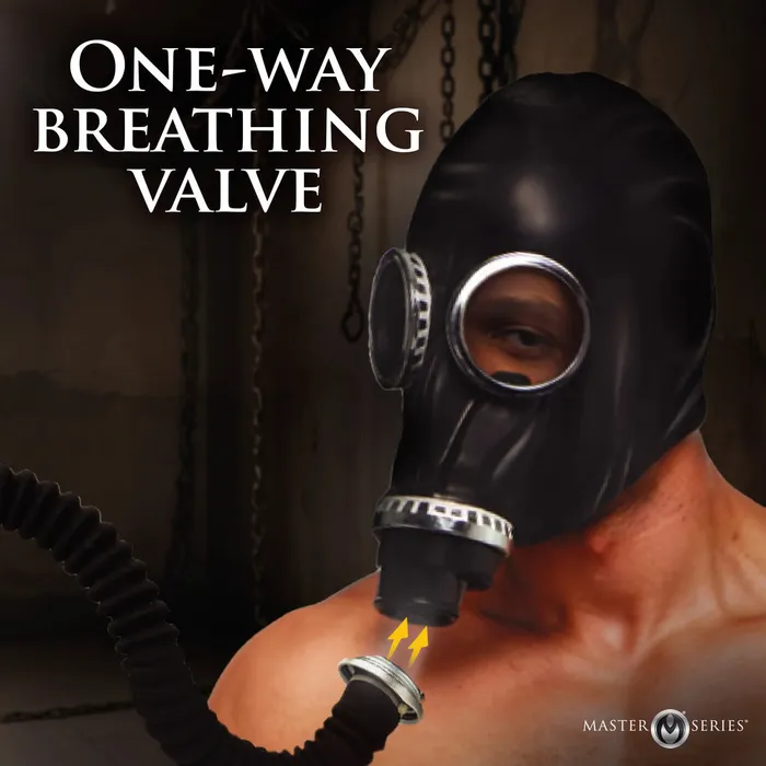 XR Brands Male Sex Toys | Master Series Dark Inhaler Gas Mask with Bottle
