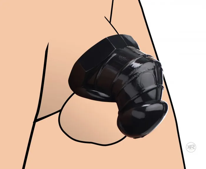 XR Brands Male Sex Toys | Master Series Detained Black Restrictive Chastity Cage