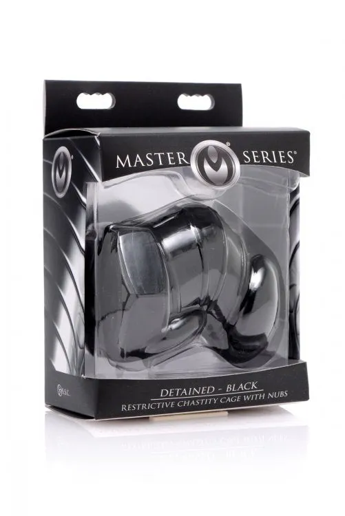 XR Brands Male Sex Toys | Master Series Detained Black Restrictive Chastity Cage