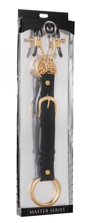 XR Brands Male Sex Toys | Master Series Penitentiary Nipple Clamps & Cock Ring Set Gold