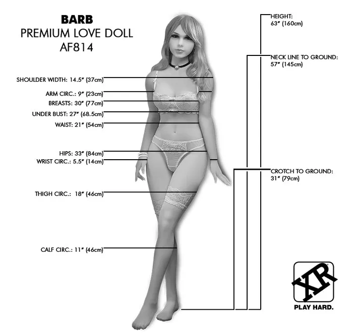 XR Brands Male Sex Toys | (special Order) Barb Premium Female Love Doll (w/ Retail Box)