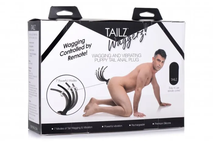 XR Brands Male Sex Toys | Tailz Waggerz Moving Vibrating Puppy Tail Anal Plug