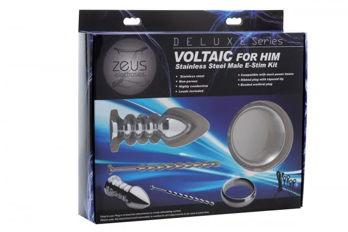 XR Brands Zeus Electrosex Male Sex Toys | Deluxe Series Voltaic for Him Stainless Steel Male E-Stim Kit XR Brands Zeus Electrosex Male Sex Toys | Deluxe Series Voltaic for Him Stainless Steel Male E-Stim Kit